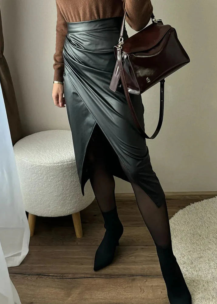 Femme Deri Drapeli Etek
