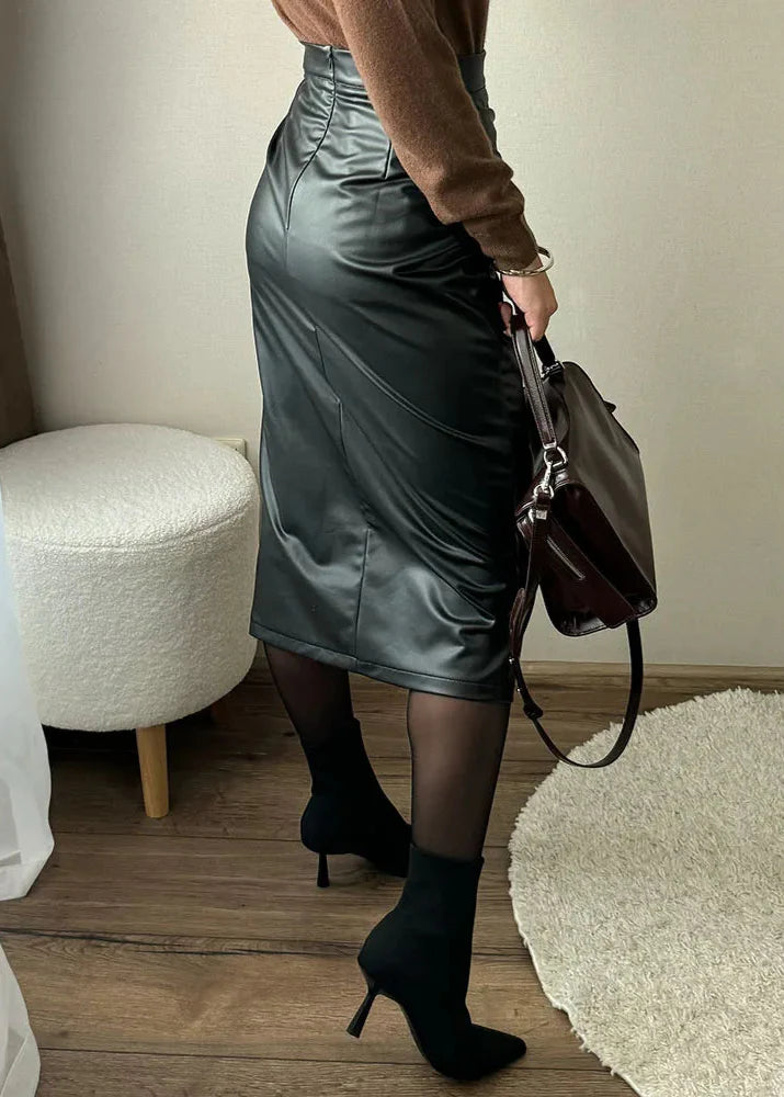 Femme Deri Drapeli Etek